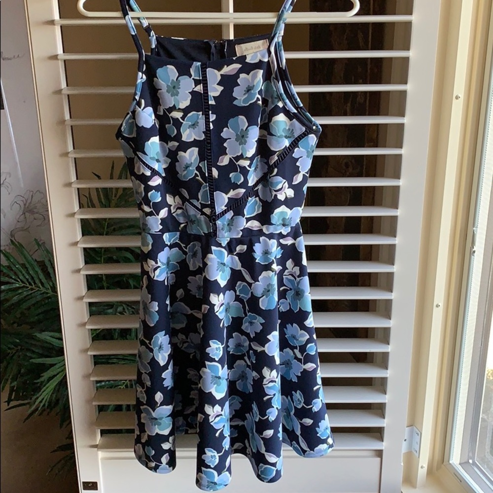 Altar’d State Navy Swing Dress with Floral Pattern